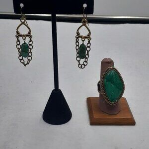 Turquoise Ring (8) and Earrings by Barse